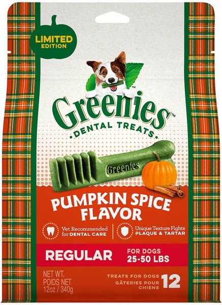 Greenies Pumpkin Spice Flavor Dental Dog Treats, Regular, 12 count | Chewy.com