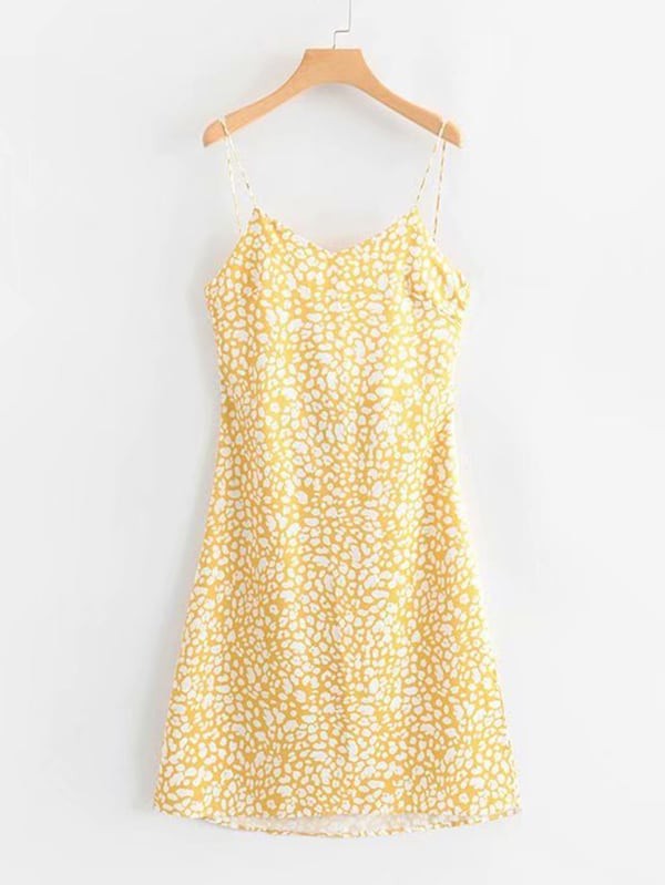 Dalmatian Print Slit Hem Cami Dress | SHEIN