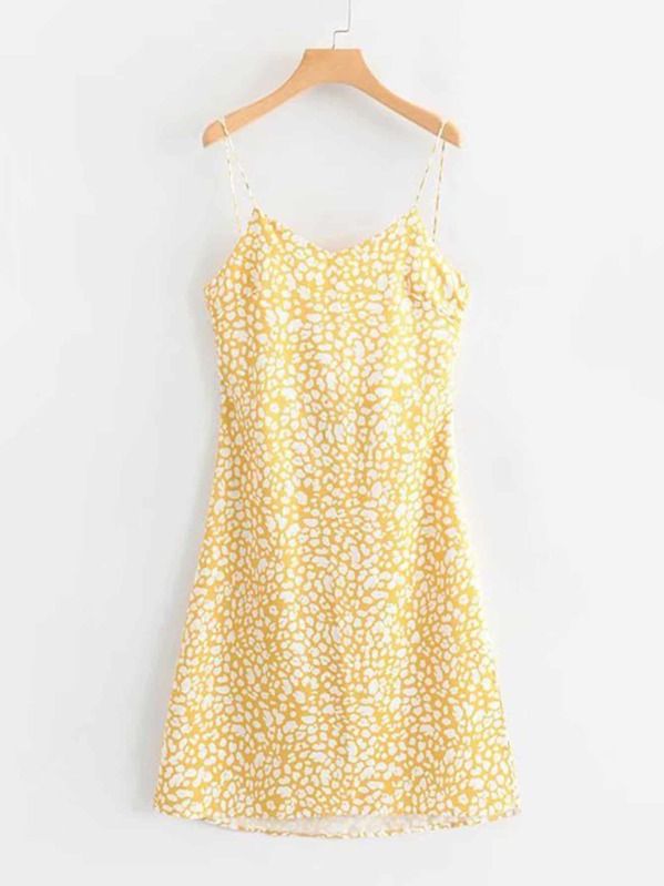 Dalmatian Print Slit Hem Cami Dress | SHEIN