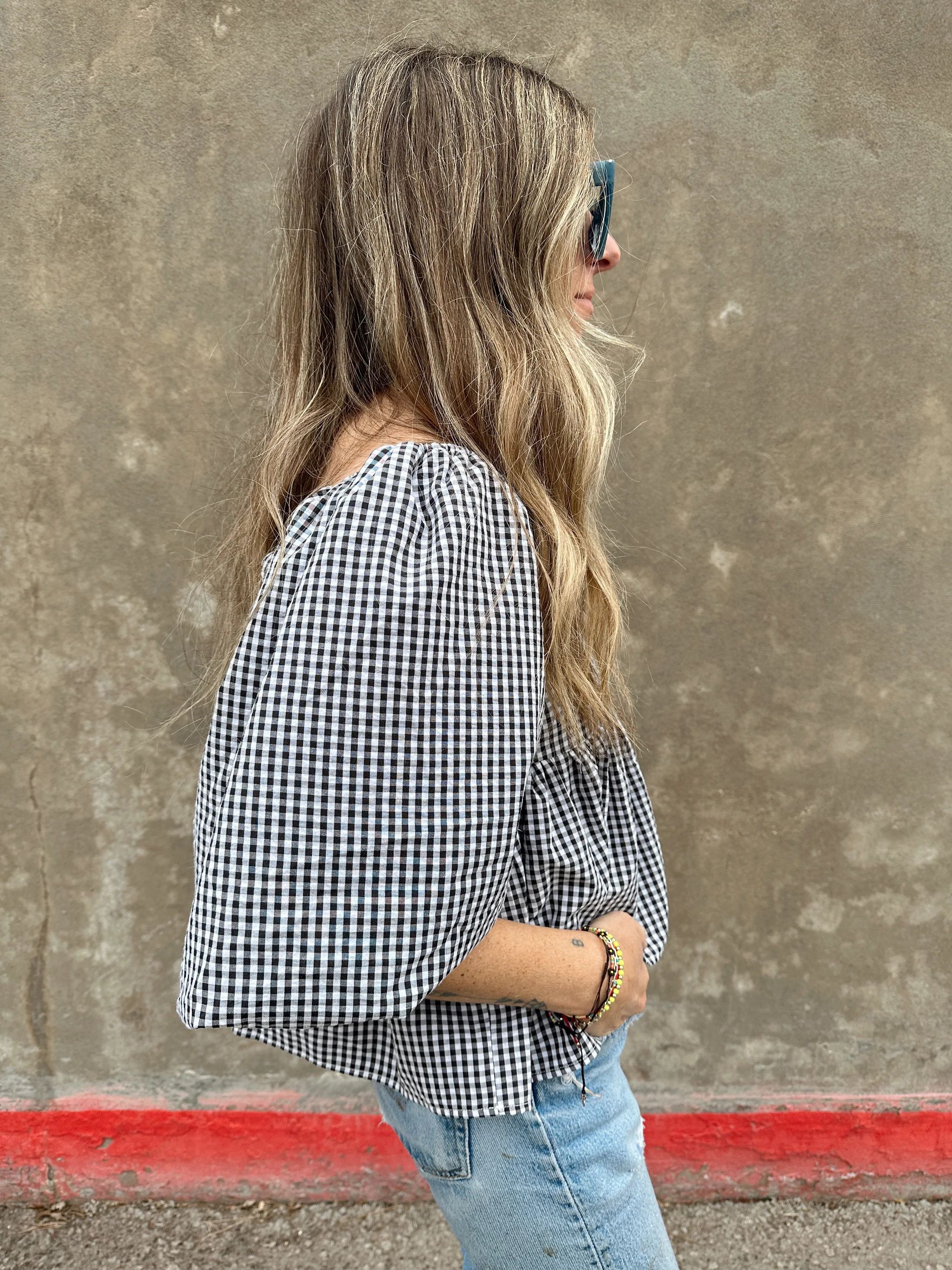 Gingham Puff Crop | Ascot + Hart