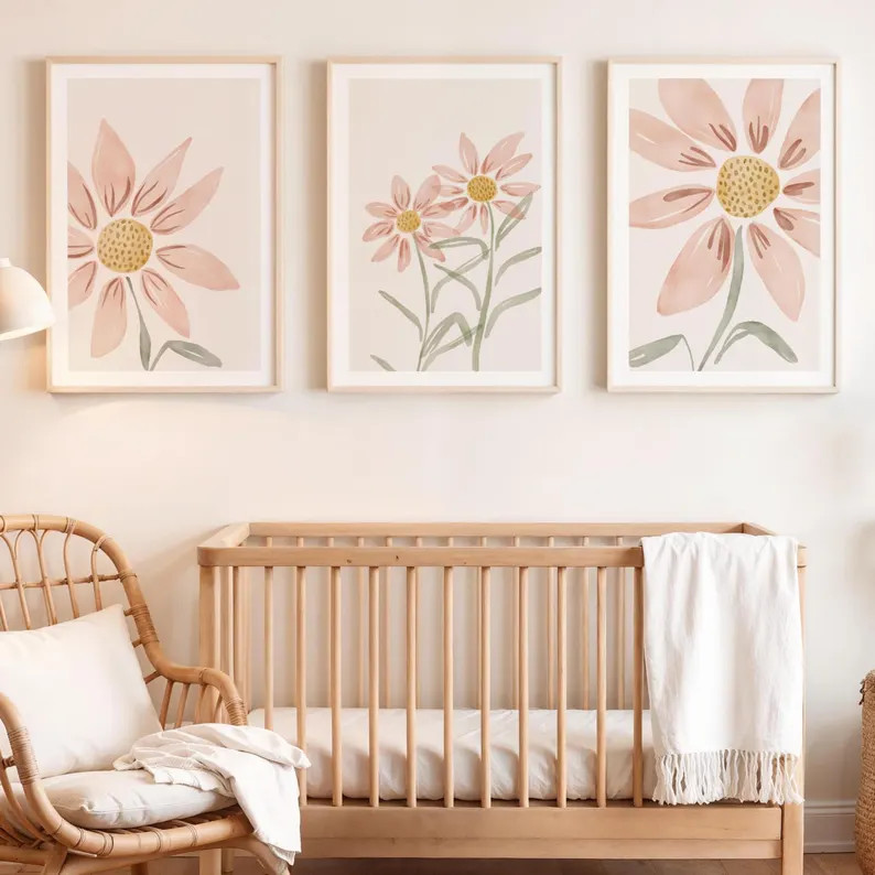 Set of 3 Prints, Wildflowers Wall Art, Wildflower Print Set, Wildflower Nursery, Wildflower Print... | Etsy (US)