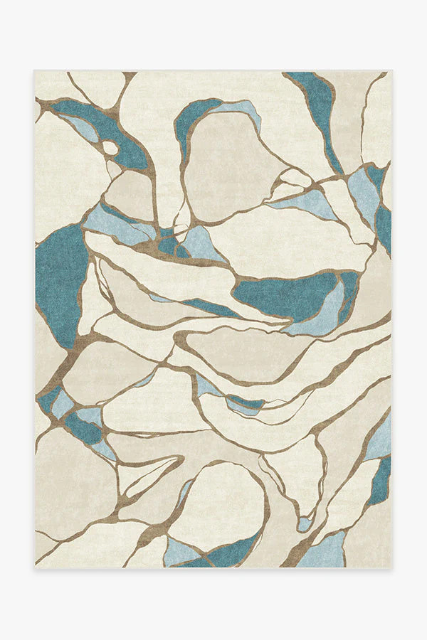 Nina Takesh Aude Teal & Ivory Rug | Ruggable | Ruggable