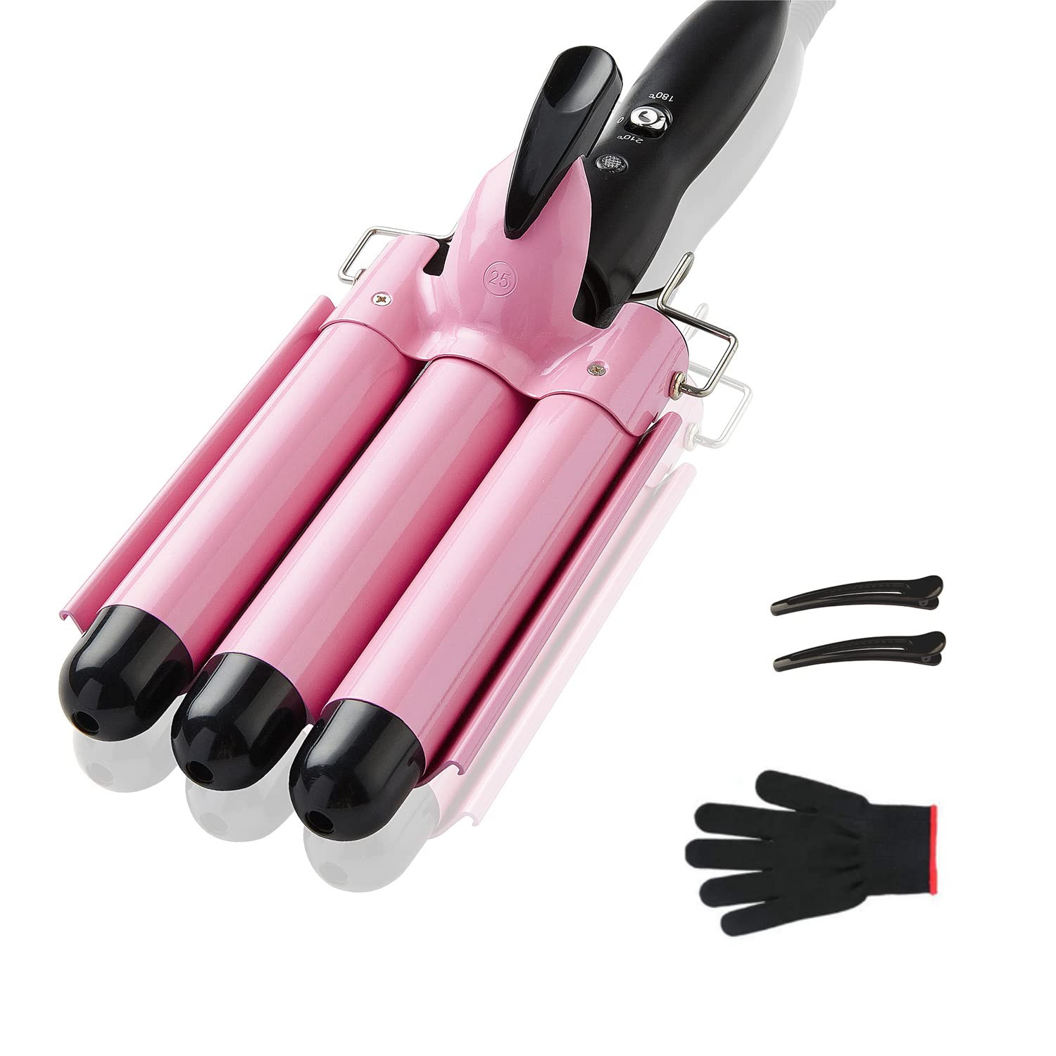 TOP4EVER 3 Barrel Curling Iron, 1 inch Crimper Hair Tool,Crimping Waver for Women Beach Waves wit... | Amazon (US)