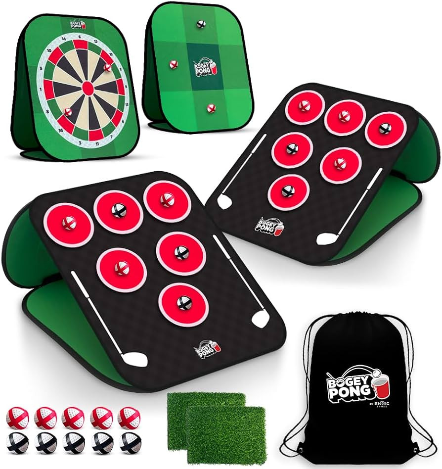 SWOOC Games\u00ae \u2013 Bogey Pong\u2122 | 3-in-1 Backyard Pong Golf Game Set w/Darts & Tic Tac ... | Amazon (US)