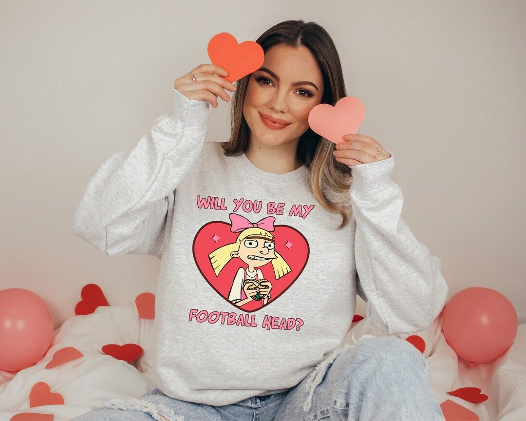 Will You Be My Football Head 90s Valentines Sweatshirt, Helga Valentines Sweatshirt, Cute Valenti... | Etsy (US)