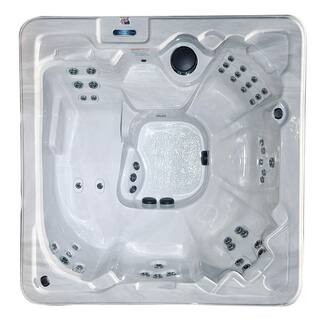 Corsica 7-Person Lounger 50-Jet 240-Volt Standard Hot Tub with Ozonator LED Light, WOW Sound System and Hardcover | The Home Depot