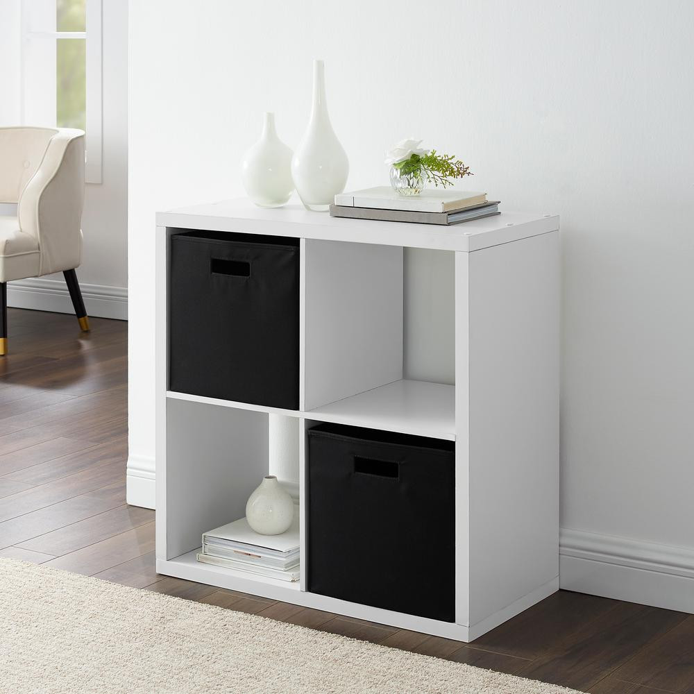 Linon Home Decor Dillon White 4-Cubby Storage Cabinet | The Home Depot