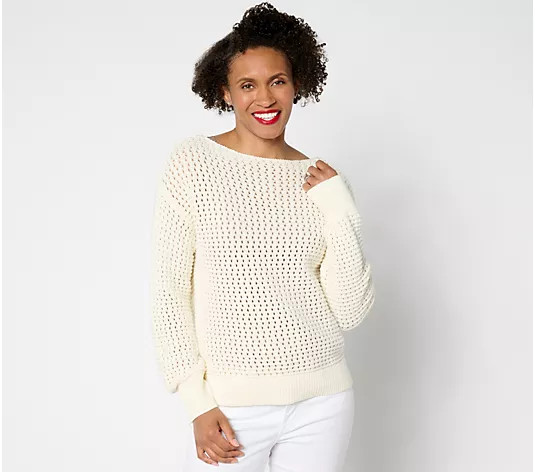 Me by Jennie Garth Chunky Beach Sweater - QVC.com | QVC