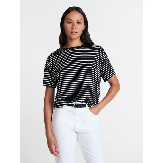 Time and Tru Women's Tunic Tee with Short Sleeves, Sizes XS-XXXL | Walmart (US)