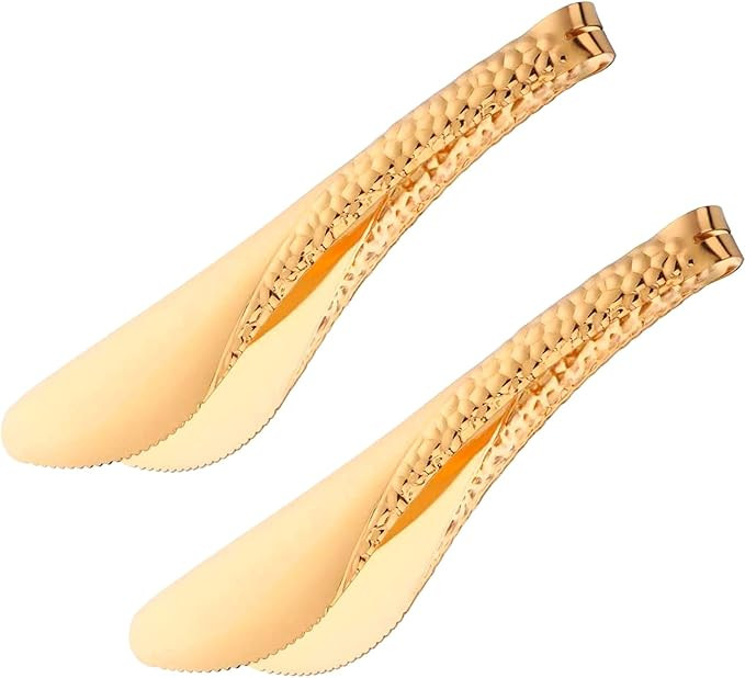 IAXSEE 2 Pack Gold Salad Tongs Serving Tongs 8 Inch Stainless Steel Cooking Utensils Non-slip & E... | Amazon (US)