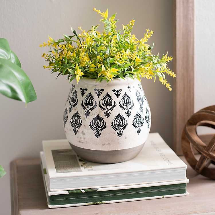New! White Brushed Floral Ceramic Vase | Kirkland's Home