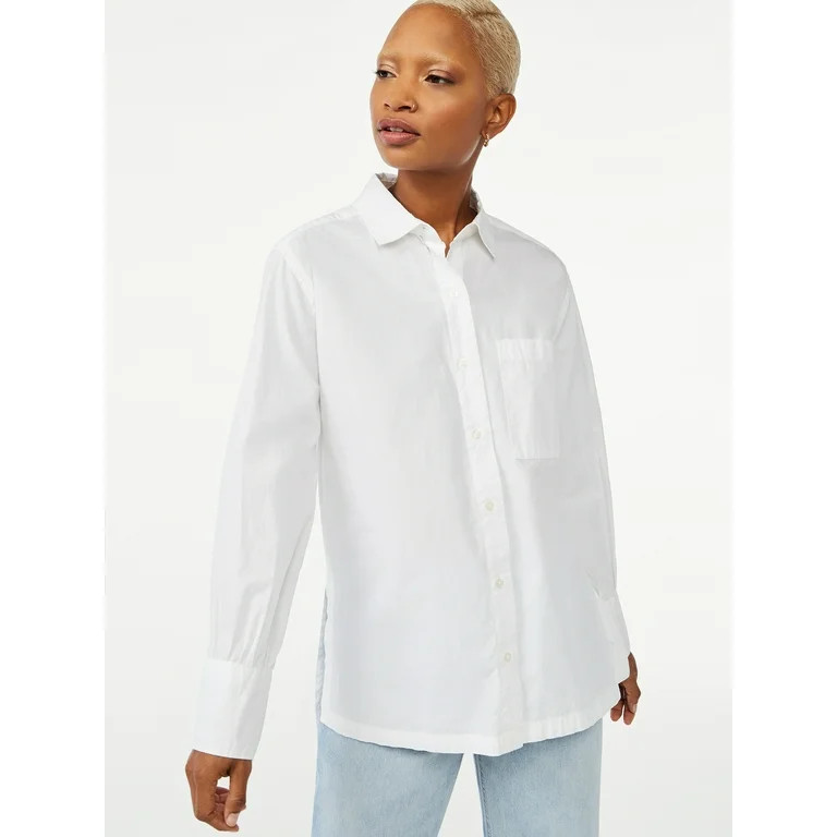 Free Assembly Women's Button Down Boxy Tunic Shirt | Walmart (US)