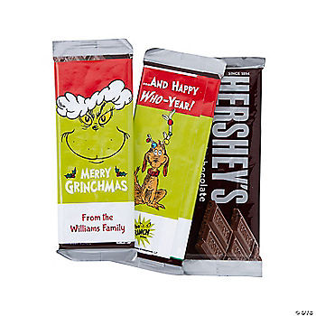 Personalized Dr. Seuss™ The Grinch Christmas Candy Bar Labels – 12 Pc. | Oriental Trading Company