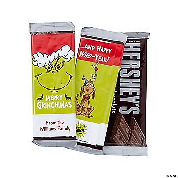 Personalized Dr. Seuss™ The Grinch Christmas Candy Bar Labels – 12 Pc. | Oriental Trading Company