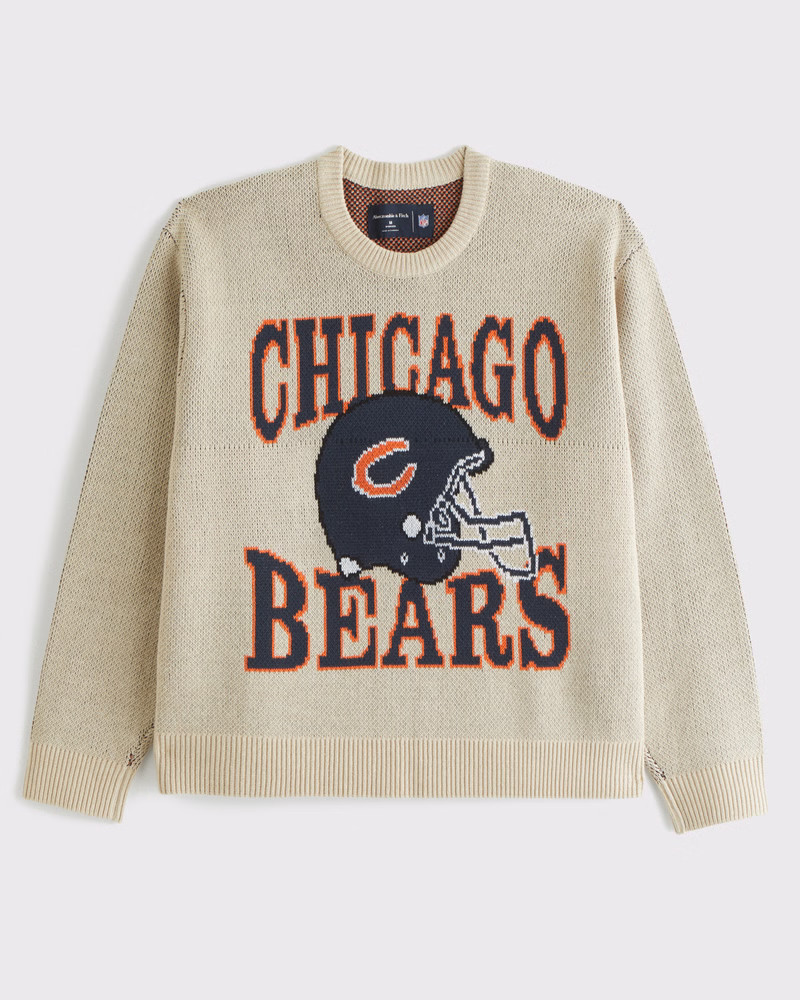 Abercrombie & Fitch Men's Chicago Bears Crew Sweater in Navy-Bears - Size XXXL TALL | Abercrombie & Fitch (US)