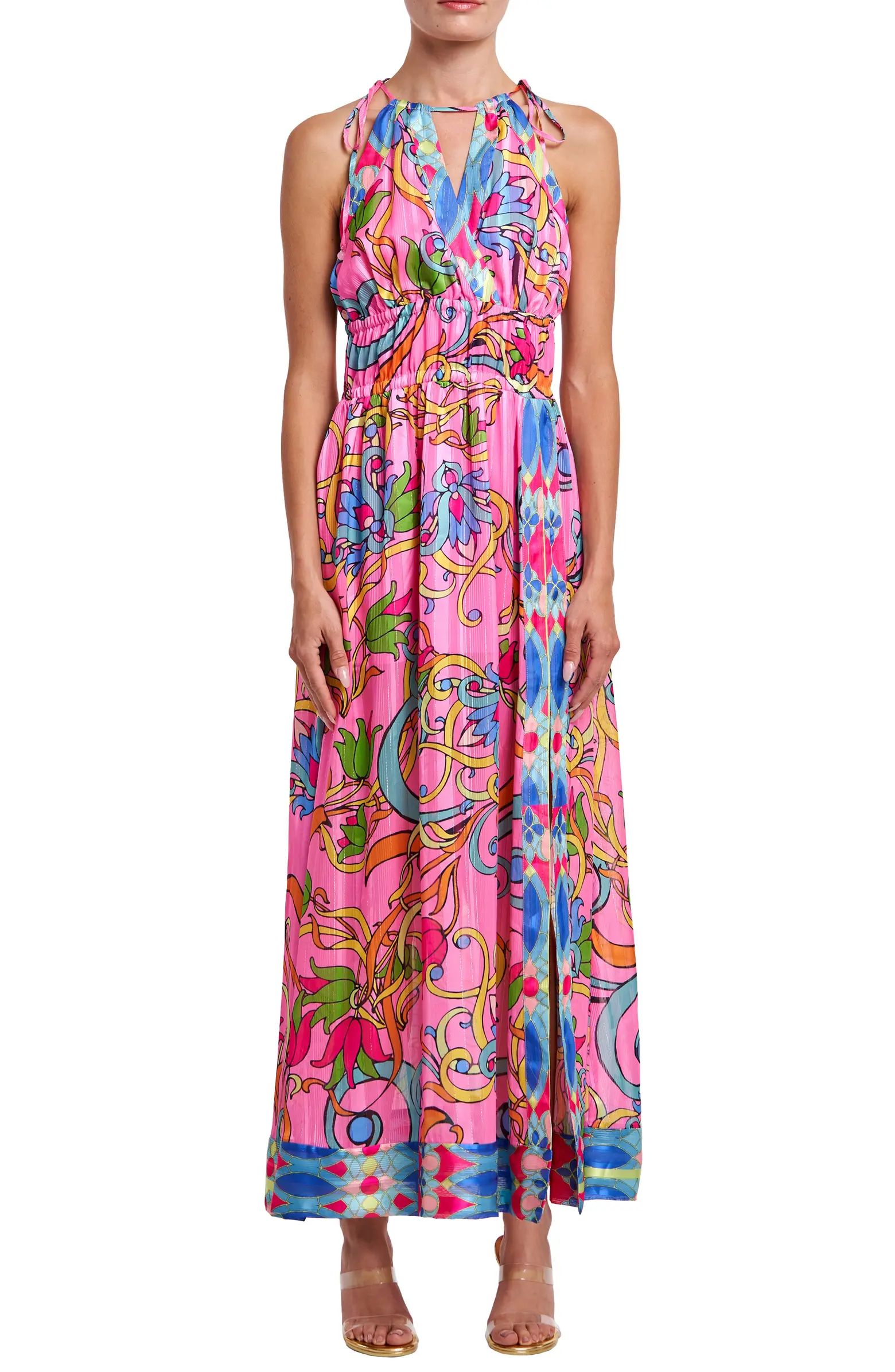 Elja Floral Keyhole Neck Maxi Dress | Nordstrom