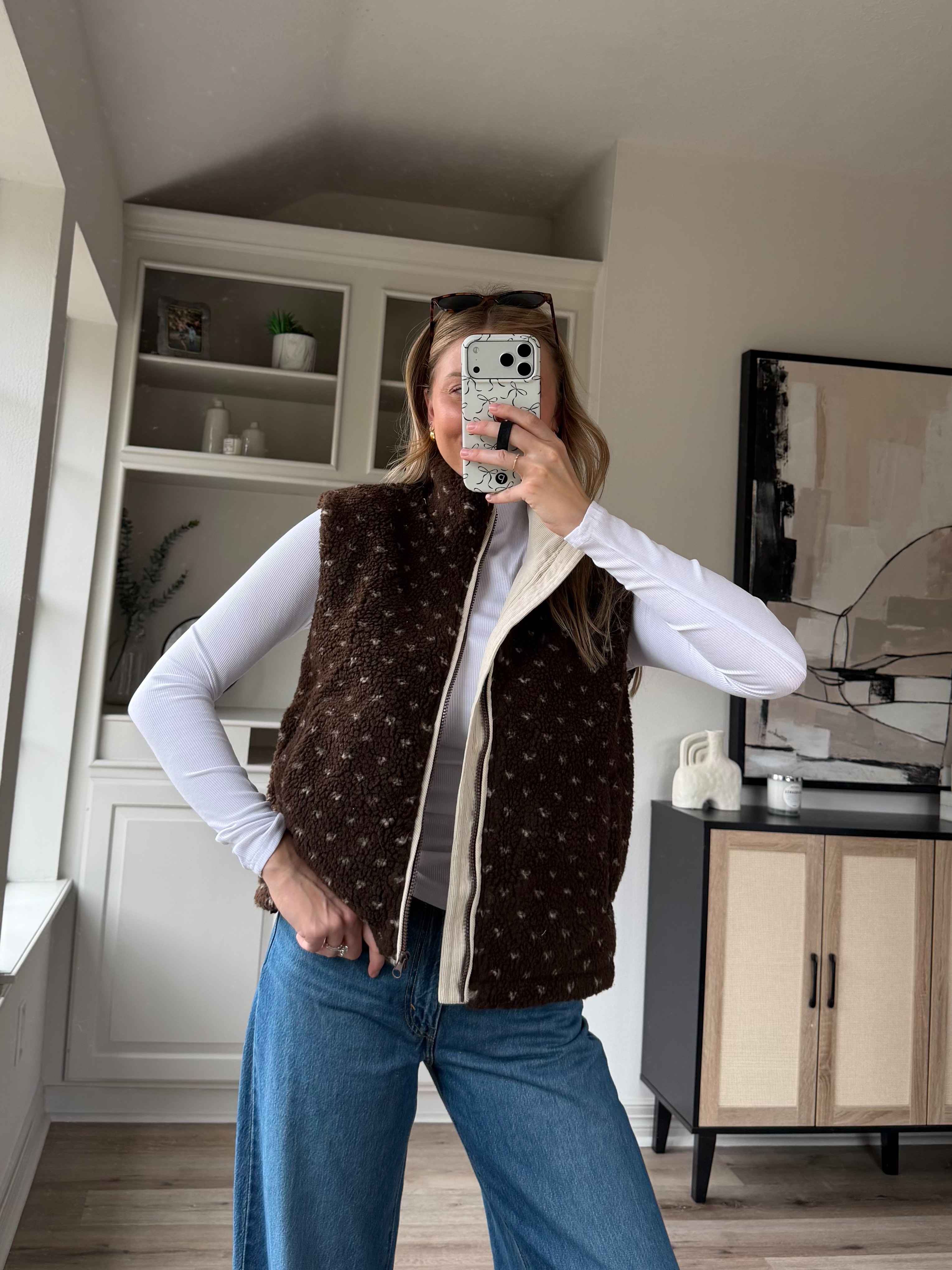 Loving this cozy polka dot vest!  

 