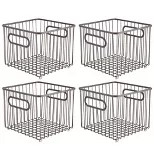mDesign Metal Kitchen Pantry Food Storage Basket Bin, 16" Long, 4 Pack | Target