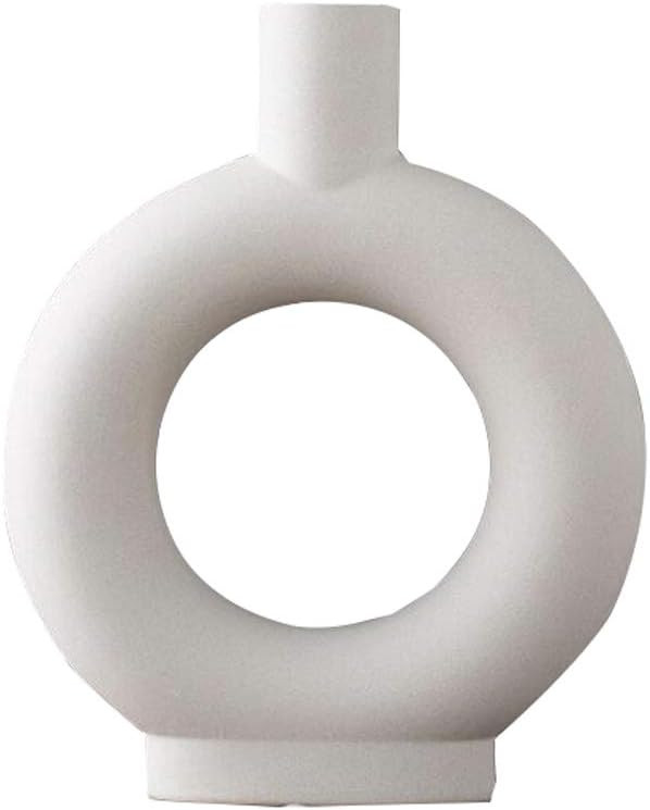 Sunormi White Ceramic Modern Arts Vases Minimalist Abstraction Flowers Vase Decoration for Living... | Amazon (US)