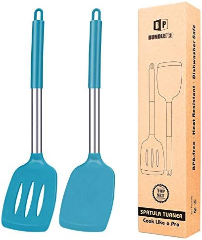 Pack of 2 Silicone Solid Turner,Non Stick Slotted Kitchen Spatulas,High Heat Resistant BPA Free C... | Amazon (US)