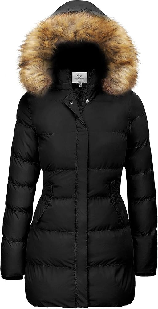 WenVen Women's Winter Thicken Puffer Coat Warm Jacket with Faux Fur Removable Hood | Amazon (US)