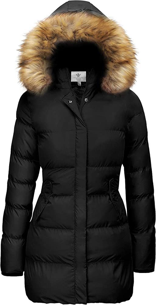 WenVen Women's Winter Thicken Puffer Coat Warm Jacket with Fur Removable Hood | Amazon (US)