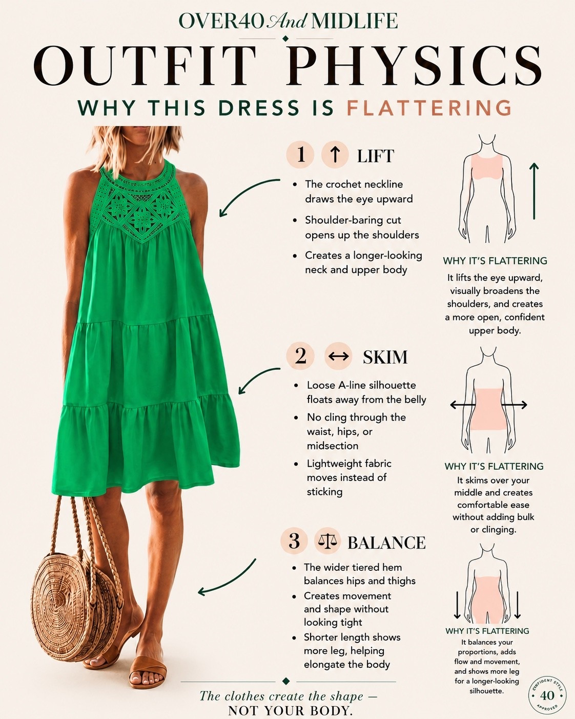 ✨Tap the bell, save and ❤️ for over 40 fashion, midlife style, midsize fashion and luxury looks for less. 

Amazon summer fashion

I used to think I needed tighter clothes to create shape.
Turns out I needed the opposite.
This dress works because it follows Outfit Physics:
✨ lifts the eye up ✨ skims the belly ✨ balances proportions
No sucking in. No tugging. No wondering if you're showing too much.
Just an easy summer dress that feels cool, comfortable, and confidence-boosting.
Because the goal isn't to hide your body.
It's to wear clothes that work WITH it.

#LTKOver40 #LTKMidsize #LTKPlusSize