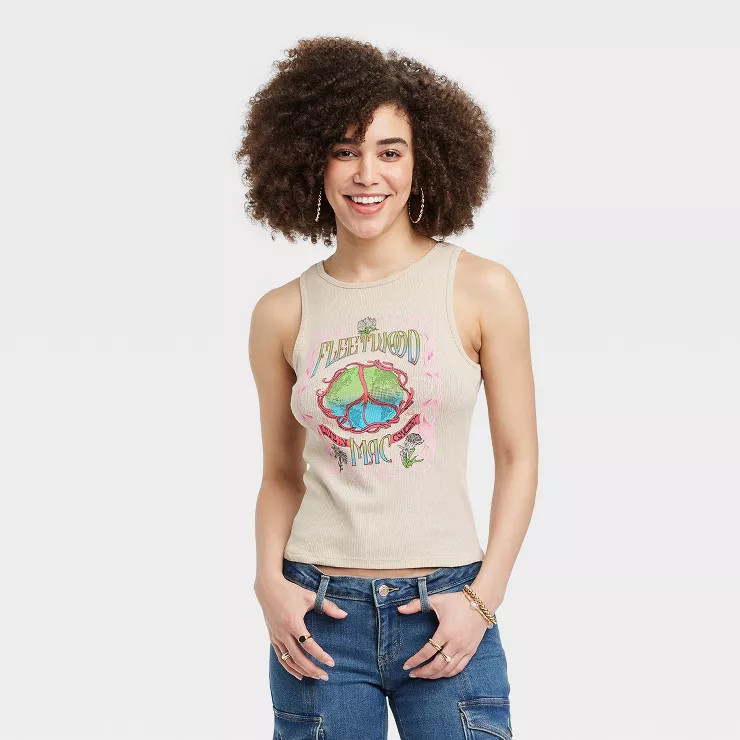 Women's Fleetwood Mac Graphic Tank Top - Beige | Target