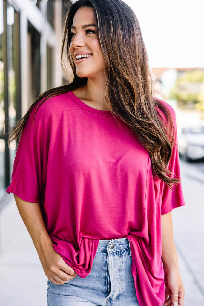 On Your Time Rose Pink Oversized Top | The Mint Julep Boutique
