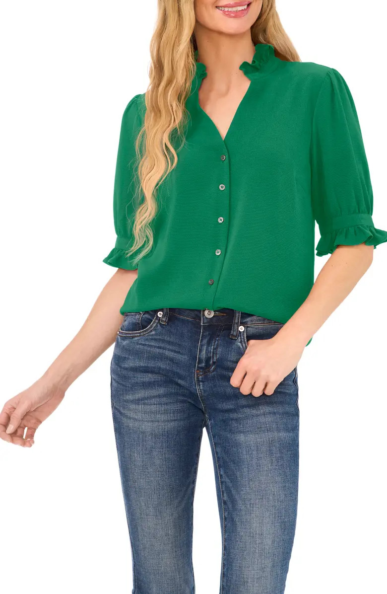 CeCe V-Neck Button-Up Shirt | Nordstrom | Nordstrom