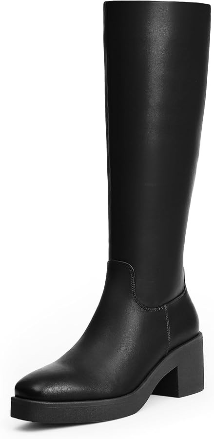 Modatope Platform Knee High Boots Square Toe Chunky Heel Boots for Women Side Zipper Block Heel W... | Amazon (US)