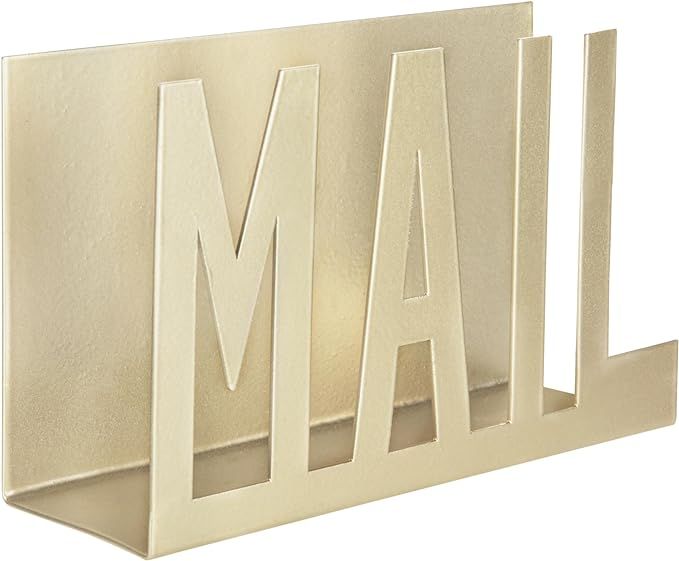 MyGift Modern Brass Metal Mail Holder Countertop Organizer with Cutout Mail Lettering Design, Off... | Amazon (US)