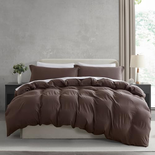 Nestl Twin Duvet Cover Set - Soft Prewashed Chocolate Brown Duvet Cover Twin/Twin XL, 2 Piece, with Zipper Closure, 1 Duvet Cover 68x90 inches and 1 Pillow Sham | Amazon (US)