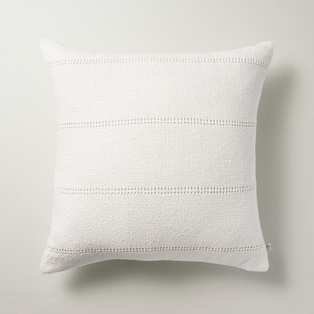 18"x18" Hem Stitch Stripe Square Throw Pillow Cream - Hearth & Hand™ with Magnolia: Cotton Text... | Target