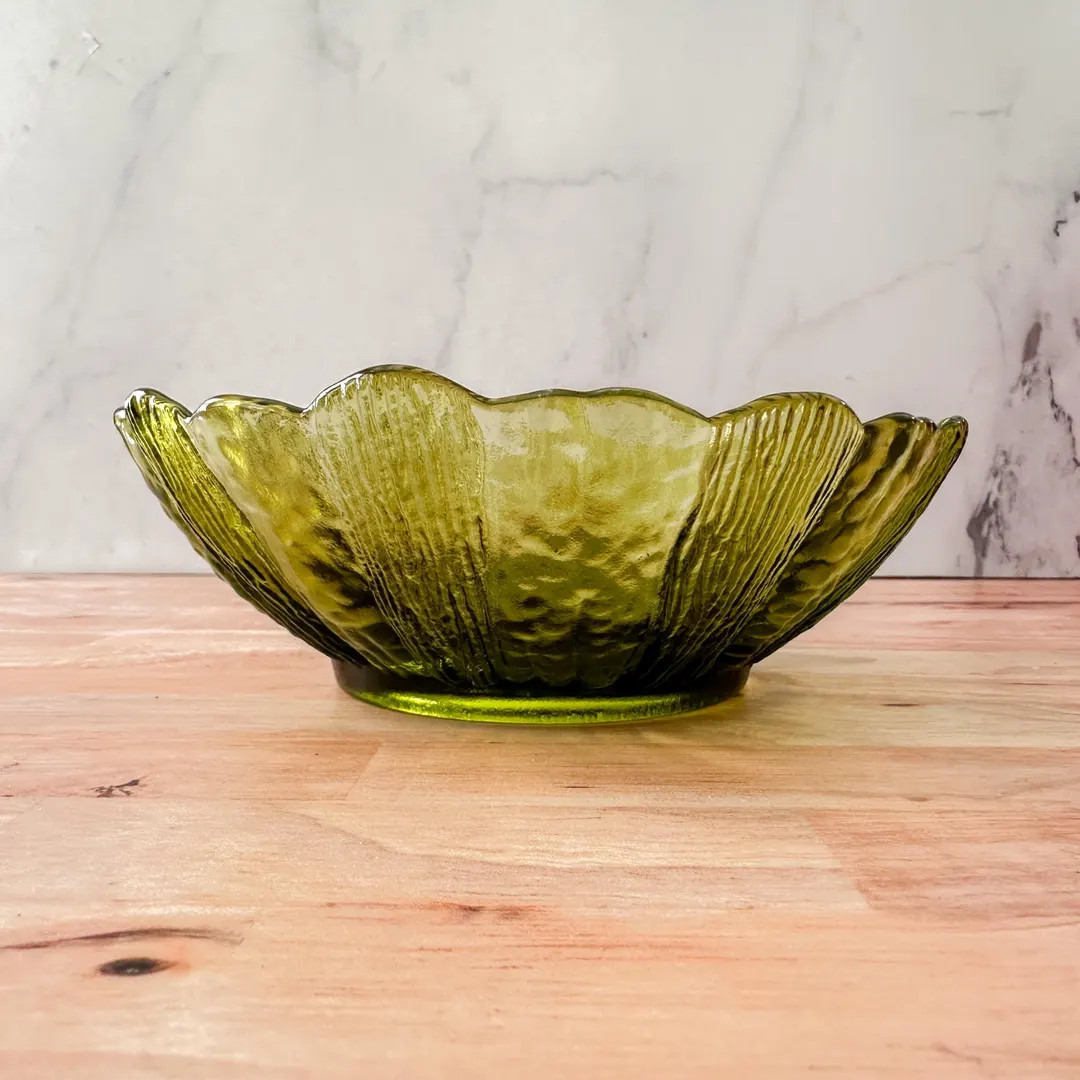 Vintage Green Sunflower Glass Bowl \u2014 1970s - Etsy | Etsy (Global)