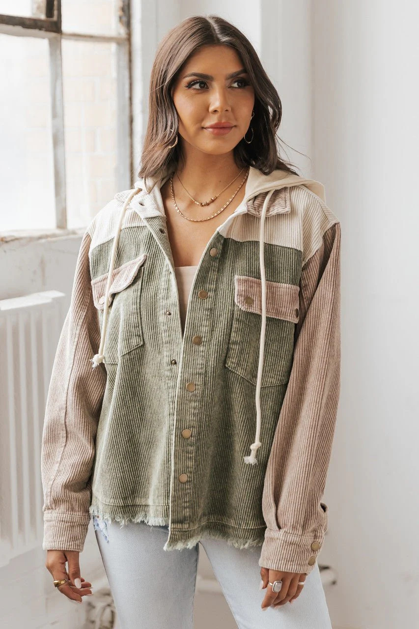 Multi Color Hooded Jacket With Frayed Hem | Magnolia Boutique | Magnolia Boutique