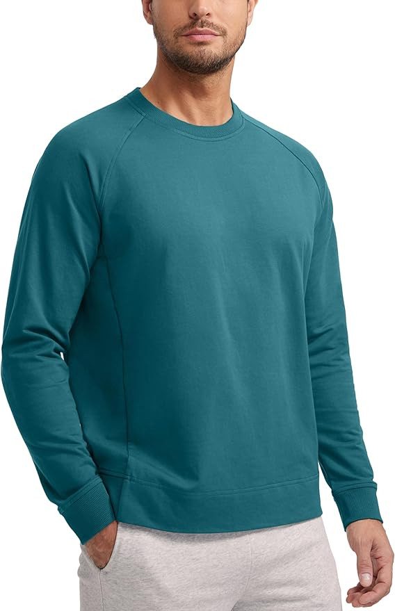 CRZ YOGA Mens Crewneck Sweatshirts French Terry Athletic Workout Sweat Shirts Casual Pullover Top... | Amazon (US)