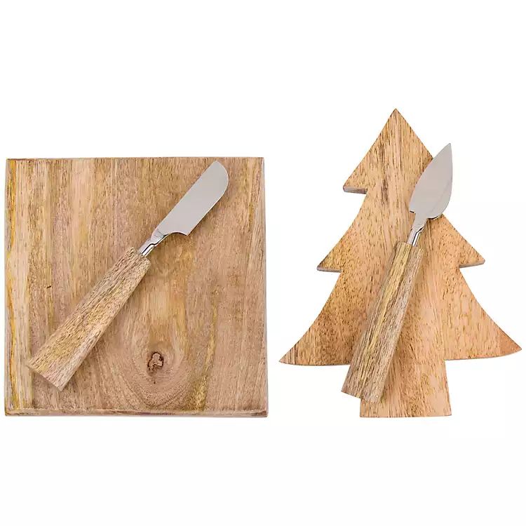 Christmas Tree 4-pc. Cheese Board Set | Kirkland's Home