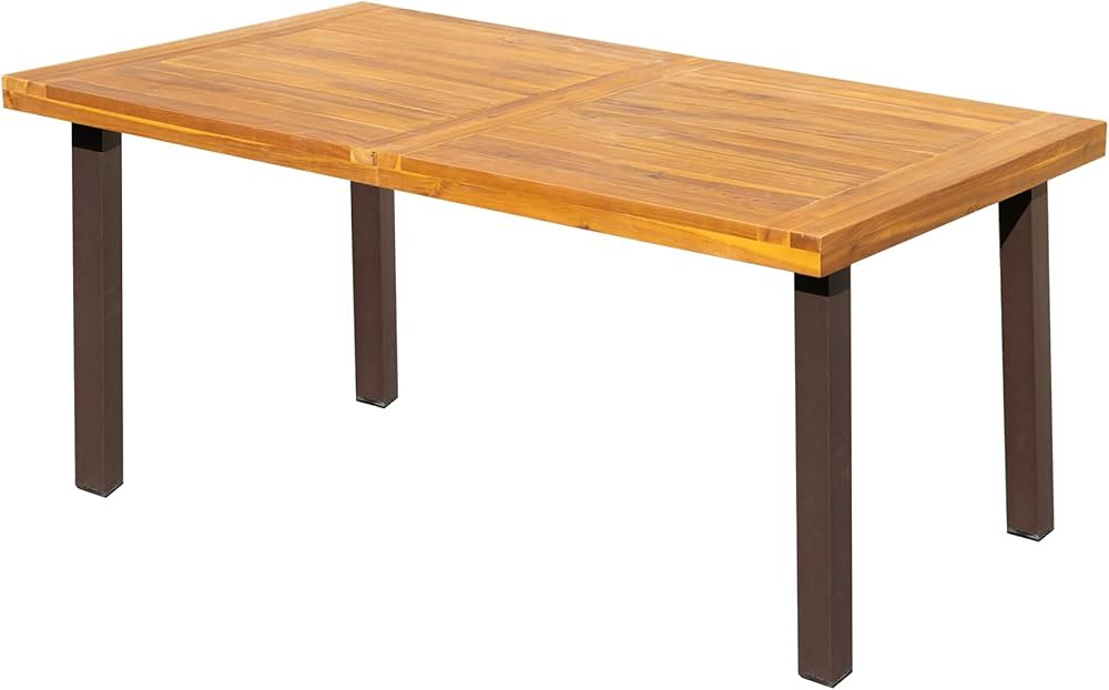 Flamaker Dining Table for 6 Acacia Wood Indoor Outdoor Home Kitchen Table with Iron Legs Large Re... | Amazon (US)