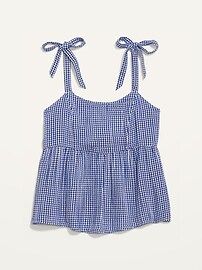Tie-Shoulder Smocked Gingham Cami Babydoll Swing Blouse for Women | Old Navy (US)