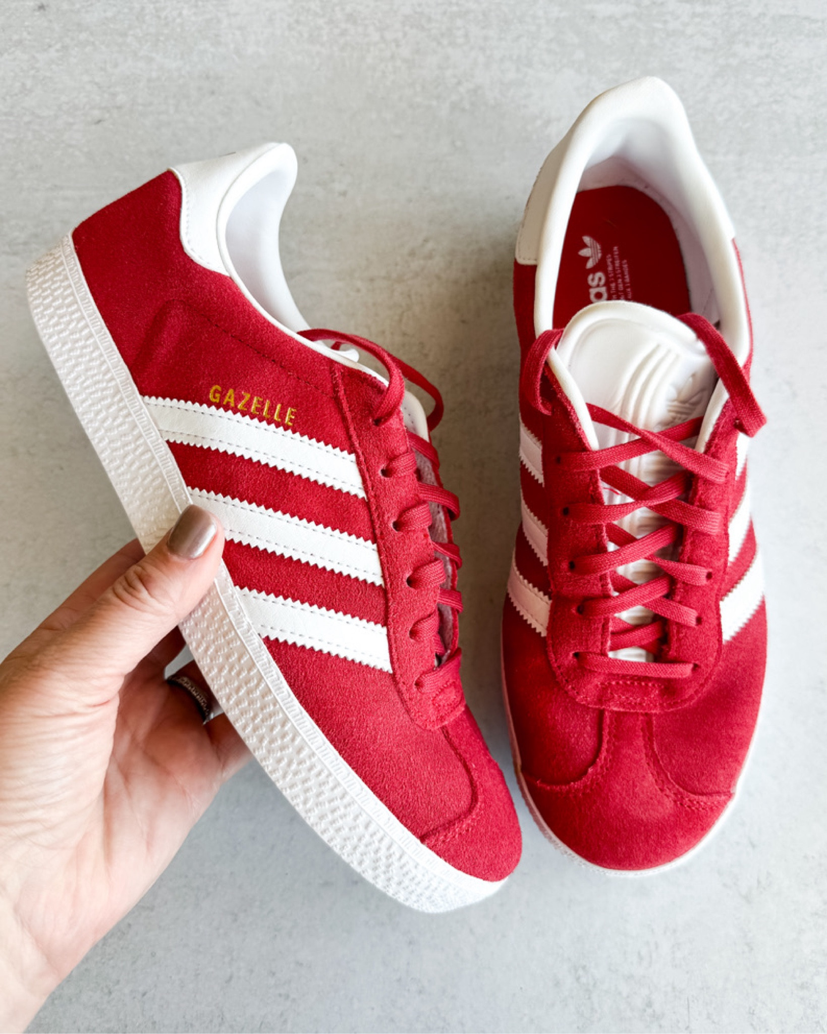 My favorite Adidas style in red, perfect to add a pop of red into your outfit. If they are sold out of your size in adult, the kids version goes up to size 7 kids, or 9 womens (just subtract 1.5-2 sizes from the kids size to find your size)

Adidas, athleisure, workout, casual sneaker, lifestyle sneaker

#LTKShoeCrush #LTKStyleTip #LTKActive