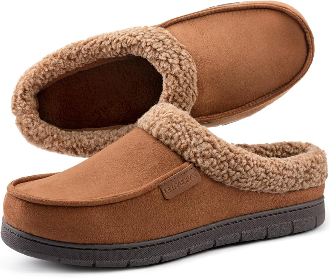 ULTRAIDEAS Men's Warm Fuzzy Moccasin Clog Slipper, Slip on Winter Comfy Indoor/Outdoor House Shoe... | Amazon (US)