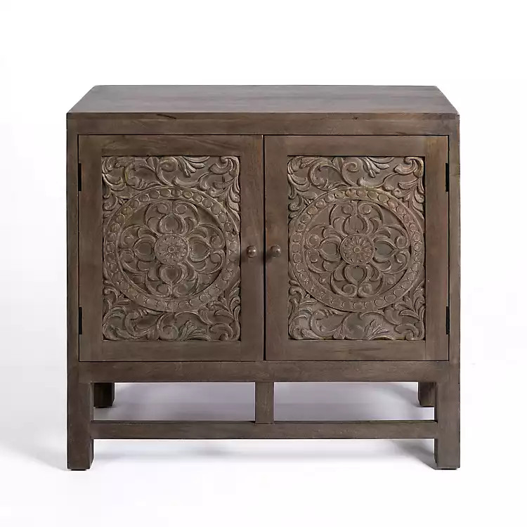 Ornate Carved Door Wood Cabinet | Kirkland's Home