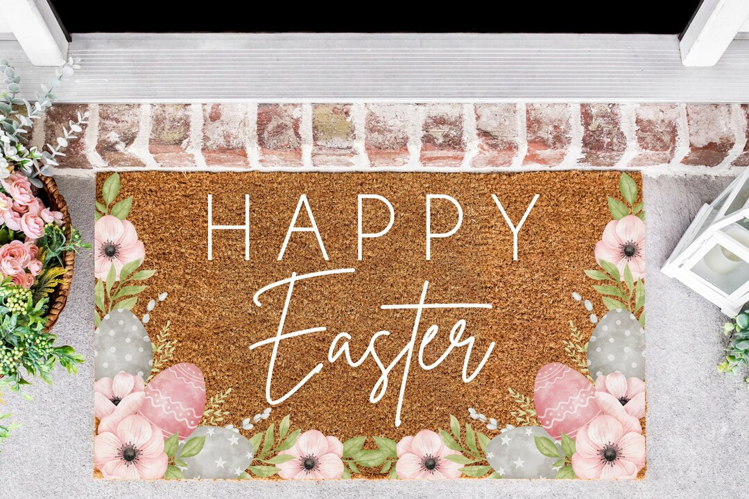 Happy Easter Floral Design Doormat, Happy Easter, Doormat, Porch Decor, Easter Decor, Housewarmin... | Etsy (US)