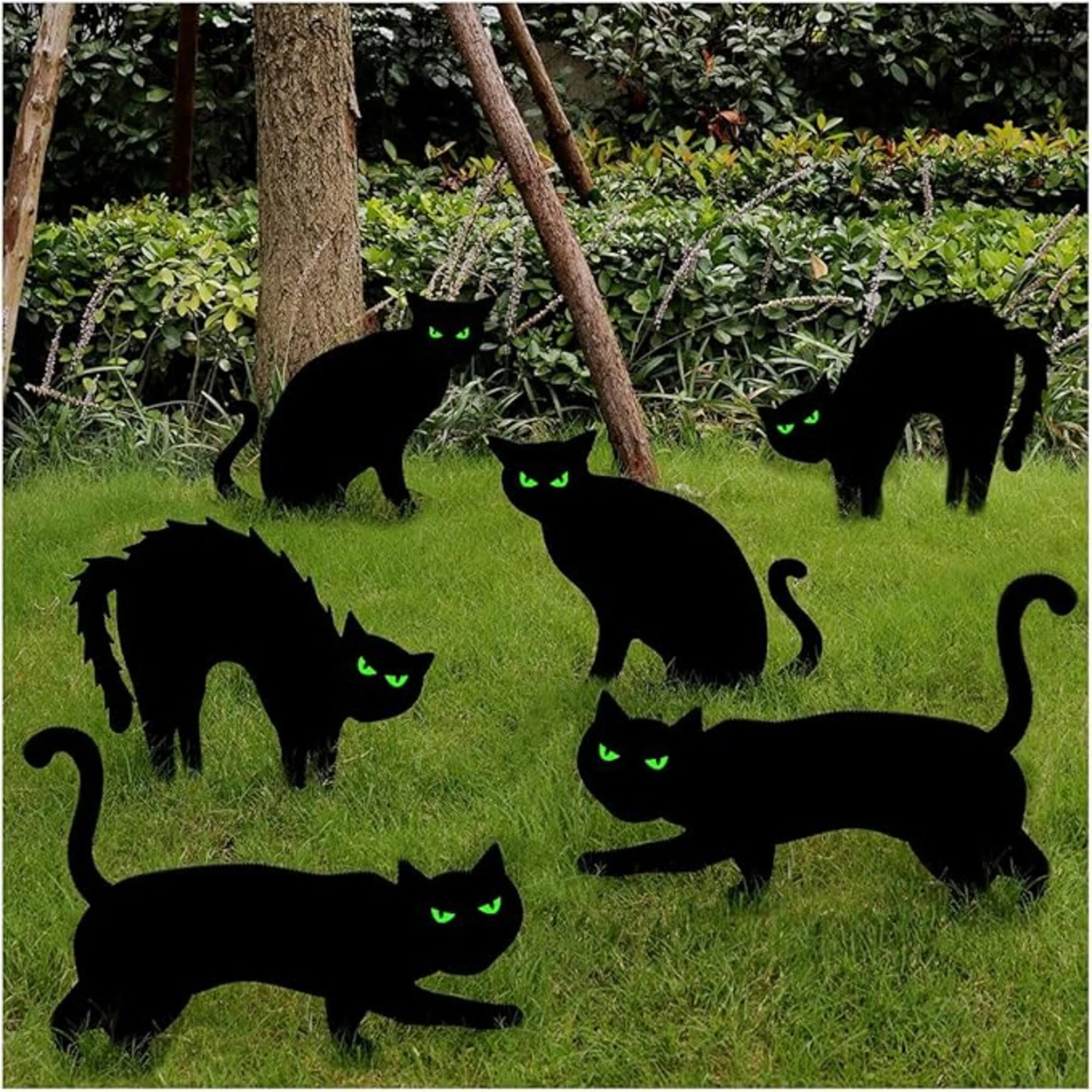 Halloween Decorations Outdoor, 6Ct Black Cat Decor Yard Signs With Stakes, Scary Silhouette With Glow In Dark Eyes, Corrugated Plastic, Waterproof Law | Wayfair North America