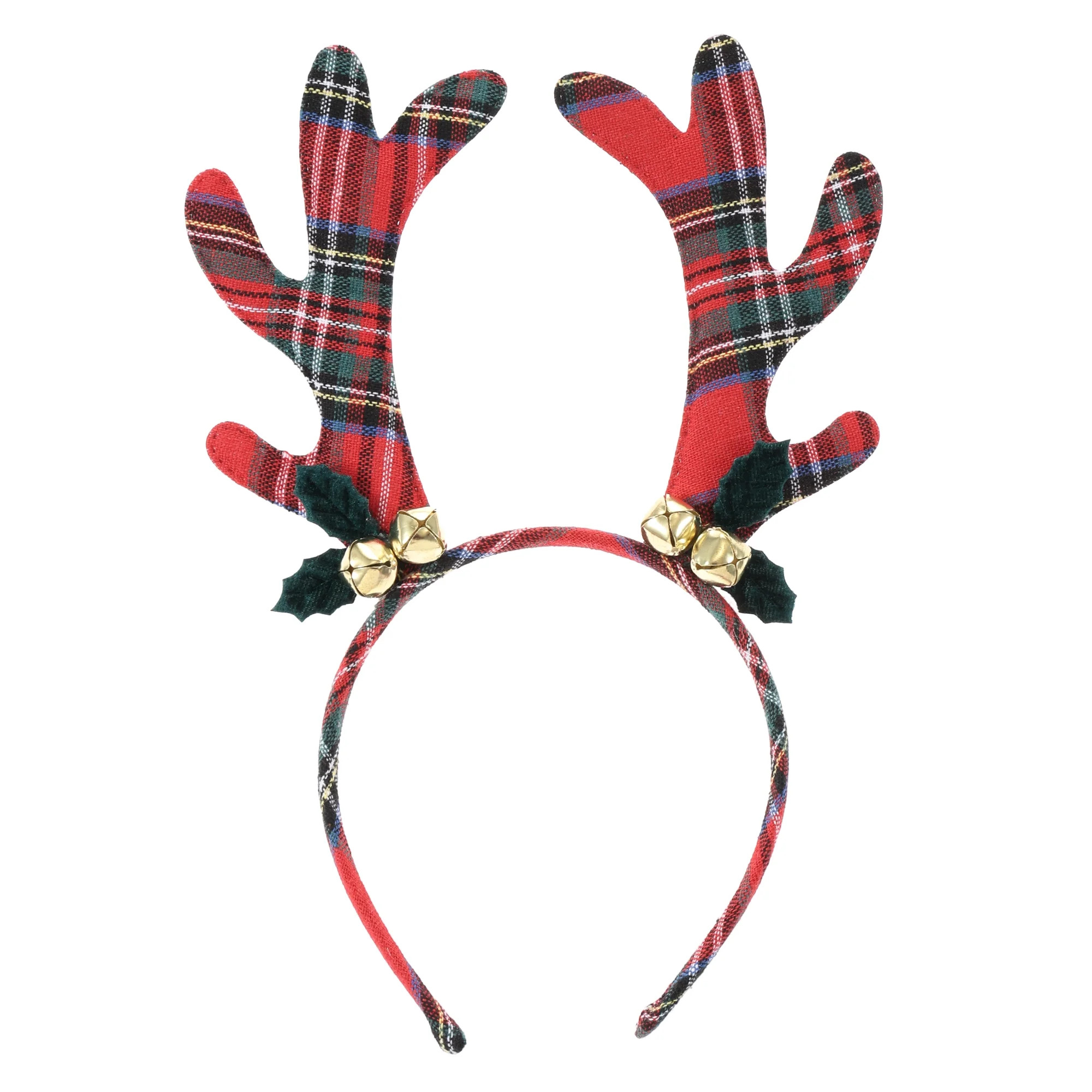 Holiday Time Red and Green Plaid Reindeer Antler Headbopper, 1 Piece | Walmart (US)