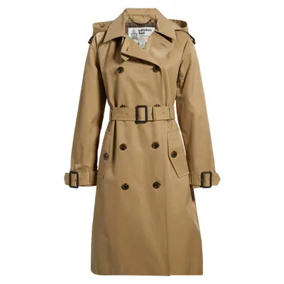 London Fog Water Resistant Double Breasted Trench Coat with Removable Hood in Black at Nordstrom, Size Large | Nordstrom