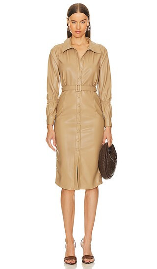 Laguna Faux Leather Dress in Sand | Revolve Clothing (Global)