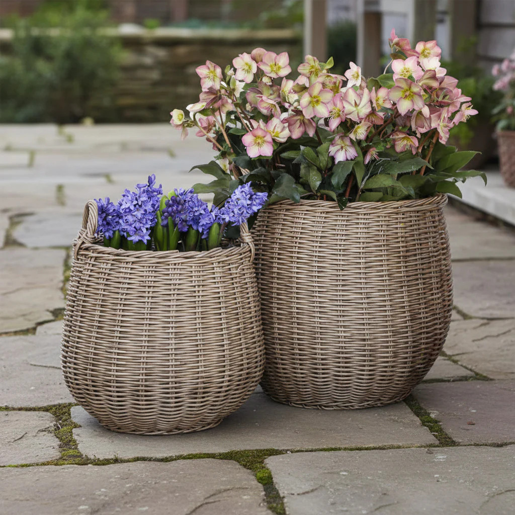 PREORDER Round Willow Planter Baskets - Set of 2 | Interior Delights