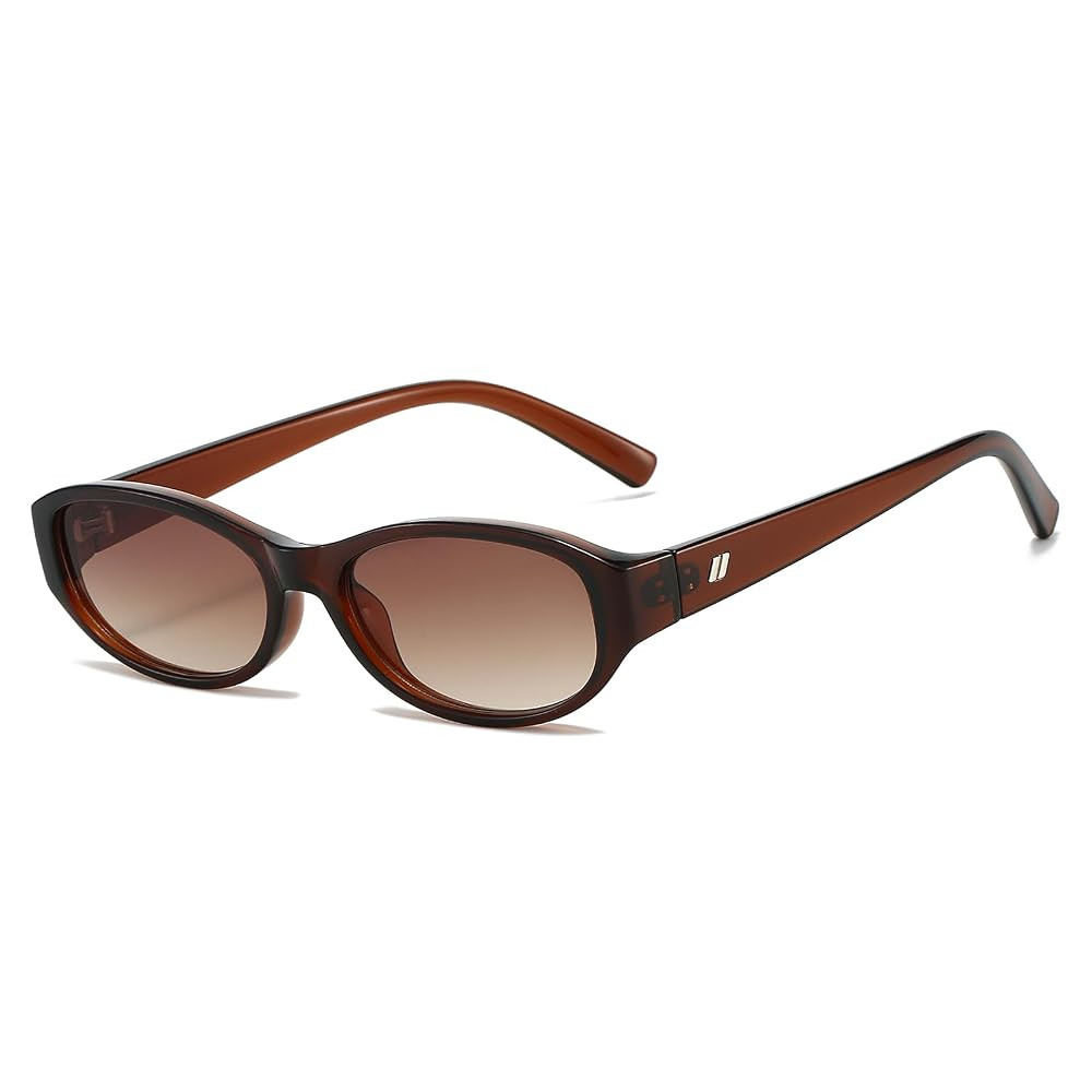LJCZKA Retro Oval Sunglasses for Women Men Trendy Small Oval Sunglasses Vintage 90s Narrow Cat Ey... | Amazon (UK)